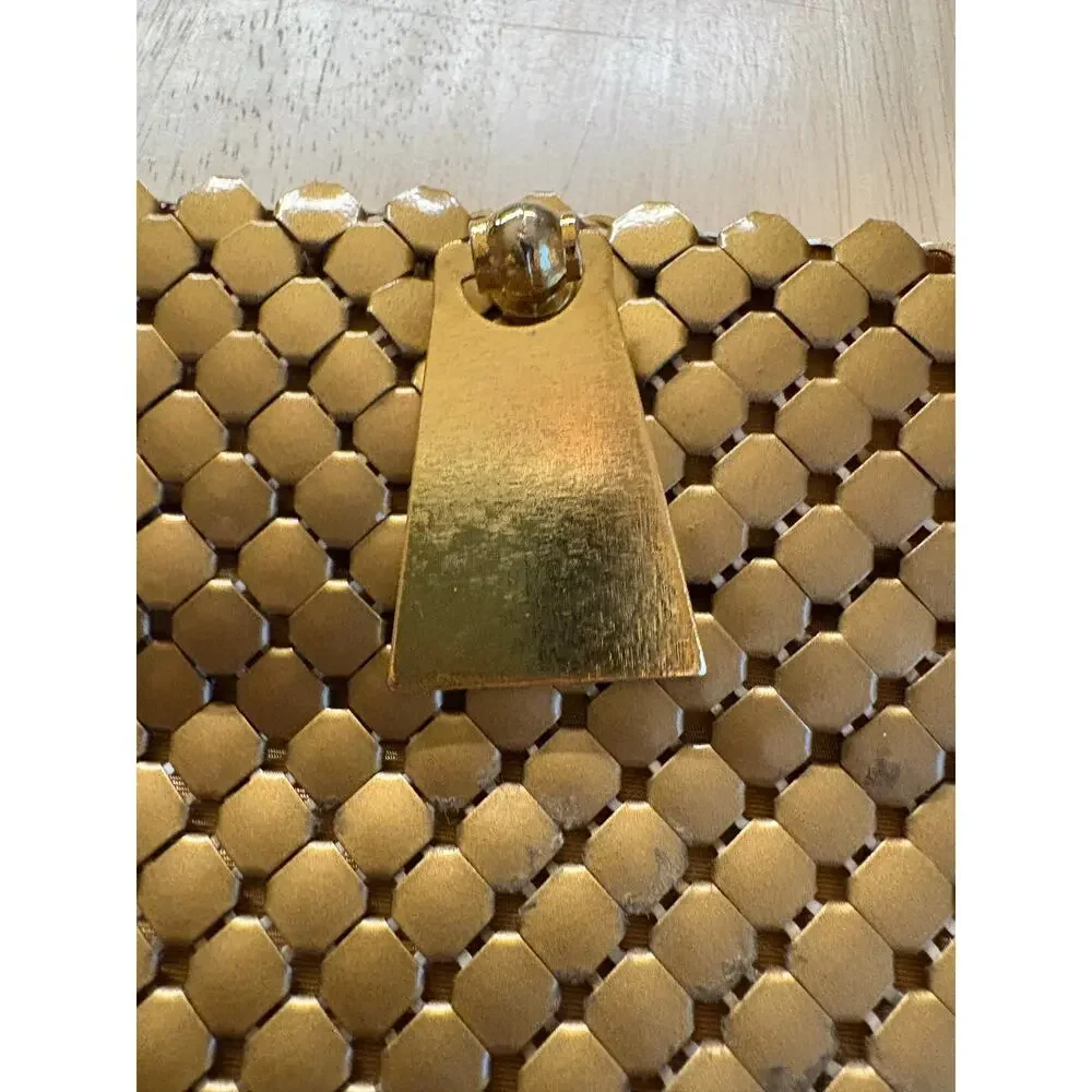 Vintage Whiting Davis Gold Metal Mesh Handbag Chain link Shoulder Bag Glam
